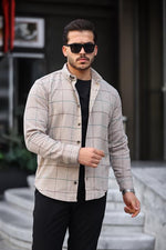 Miron Bej Desenli Regular Fit Oduncu Gömleği- 2451