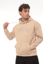 Miron Bej Fell Better Nakışlı Kapşonlu Üç İplik Oversize Sweatshirt- 2318