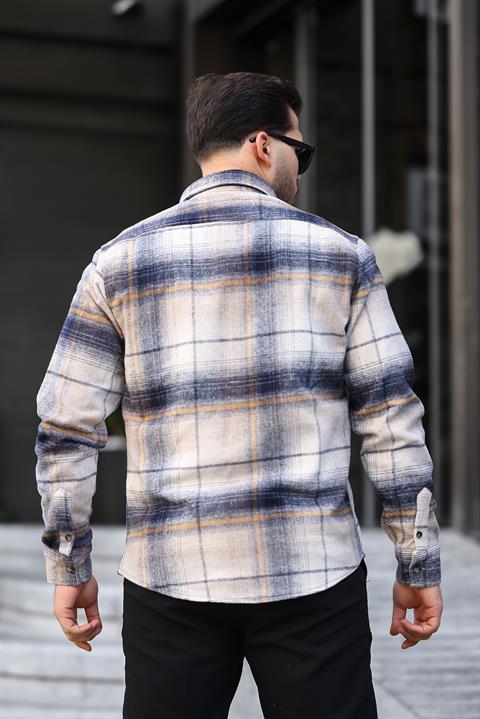 Miron Bej Siyah Kareli Regular Fit Oduncu Gömleği- 2449