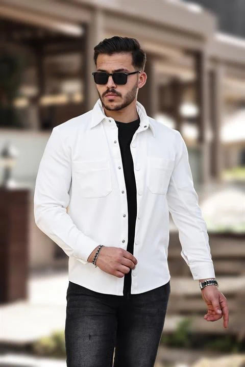 Miron Pike Dokulu Kumaş Gömlek Yaka Cepli Regular Fit Ceket- 2314