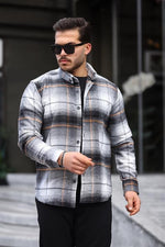Miron Beyaz Siyah Kareli Regular Fit Oduncu Gömleği- 2449
