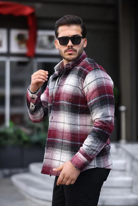 Miron Bordo Ekose Regular Fit Oduncu Gömleği - 2450