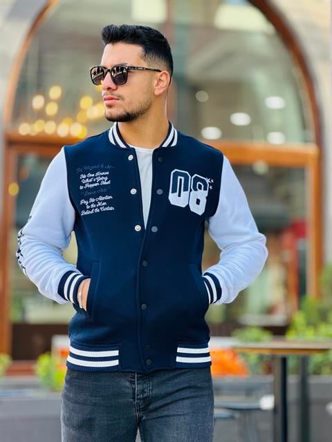 Miron Erkek 08 Kolej Ceket Regular Fit-Beyaz-Lacivert- 2311