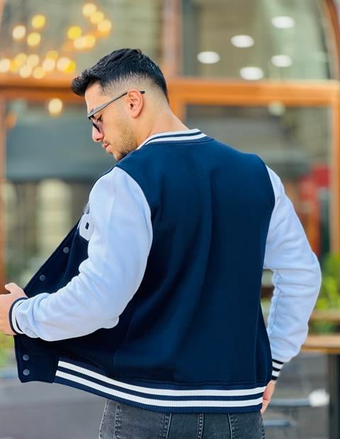 Miron Erkek 08 Kolej Ceket Regular Fit-Beyaz-Lacivert- 2311