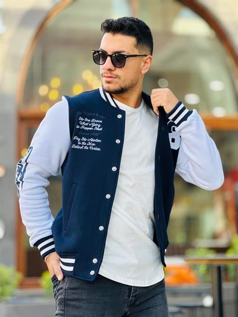 Miron Erkek 08 Kolej Ceket Regular Fit-Beyaz-Lacivert- 2311
