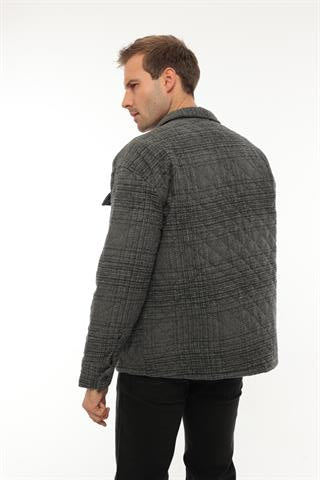 Miron Füme Çizgili Kapitone Detaylı Regular Fit Ceket-2455