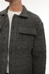 Miron Füme Çizgili Kapitone Detaylı Regular Fit Ceket-2455