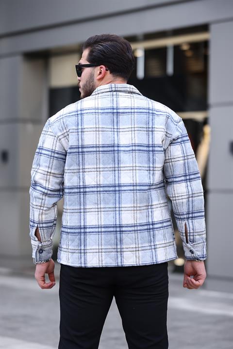 Miron Gri Beyaz Ekose Kapitone Detaylı Regular Fit Ceket-2454