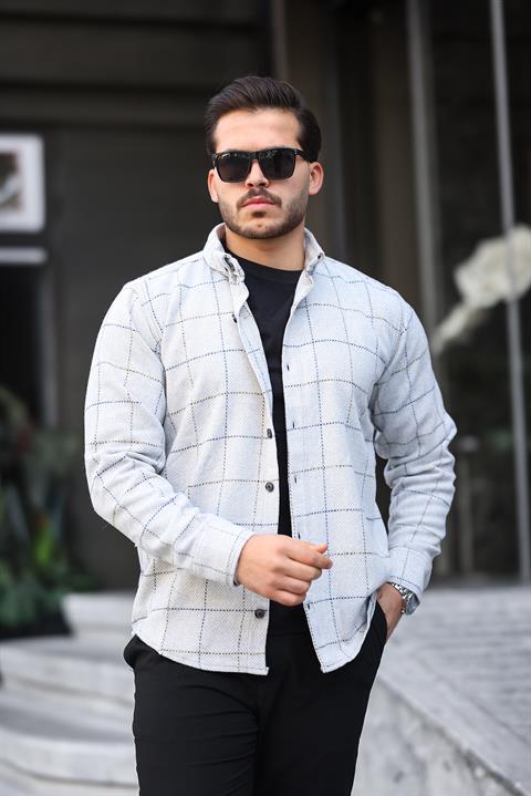 Miron Gri Desenli Regular Fit Oduncu Gömleği- 2451
