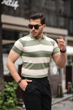 Miron Haki Bej Triko Blok Parçalı Polo Yaka Tişört- 2417