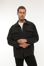 Miron Haki Desenli Kapitone Detaylı Regular Fit Ceket-2456