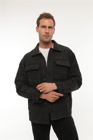 Miron Haki Desenli Kapitone Detaylı Regular Fit Ceket-2456