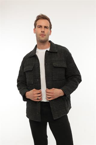 Miron Haki Desenli Kapitone Detaylı Regular Fit Ceket-2456