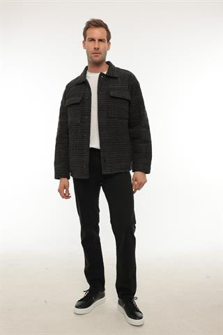 Miron Haki Desenli Kapitone Detaylı Regular Fit Ceket-2456