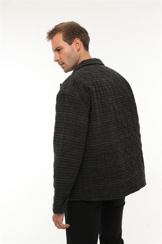 Miron Haki Desenli Kapitone Detaylı Regular Fit Ceket-2456