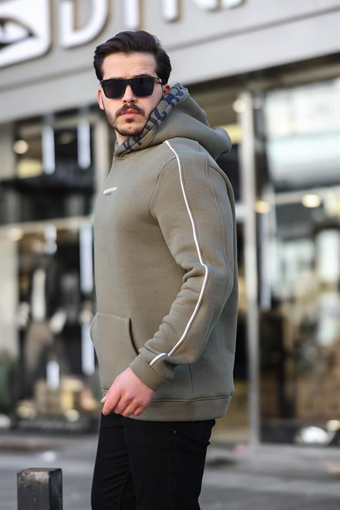 Miron Haki Kapüşon Baskılı Üç İplik Oversize Sweatshirt- 2440