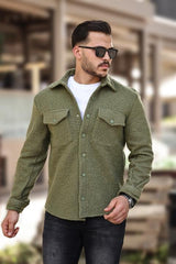 Miron Haki Kıvırcık Dokulu Kumaş Gömlek Yaka Cepli Regular Fit Ceket- 2309