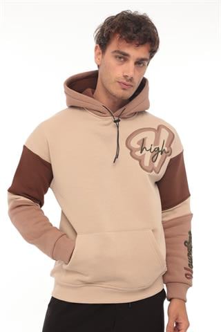Miron High Nakışlı Oversize Sweatshirt - Bej-2315