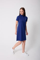 Miron İndigo Kadın Polo Yaka Kısa Kollu Örme Elbise -2431