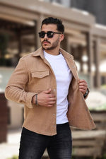 Miron Kamel Kıvırcık Dokulu Kumaş Gömlek Yaka Cepli Regular Fit Ceket- 2309
