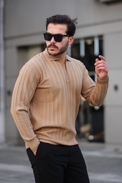 Miron Kamel Petek Dokulu Fitilli Polo Yaka Triko Kazak- 2445