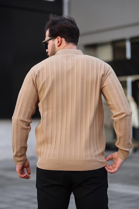 Miron Kamel Petek Dokulu Fitilli Polo Yaka Triko Kazak- 2445