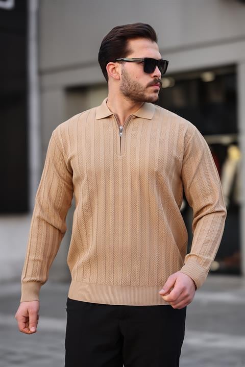 Miron Kamel Petek Dokulu Fitilli Polo Yaka Triko Kazak- 2445