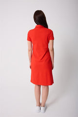 Miron Kiremit Kadın Polo Yaka Kısa Kollu Örme Elbise -2431