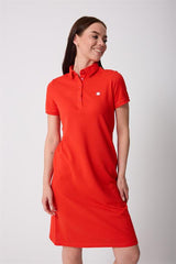 Miron Kiremit Kadın Polo Yaka Kısa Kollu Örme Elbise -2431