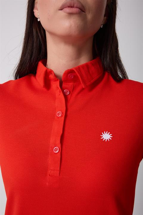 Miron Kiremit Kadın Polo Yaka Kısa Kollu Örme Elbise -2431