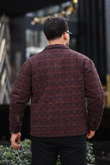 Miron Koyu Kahverengi Desenli Kapitone Detaylı Regular Fit Ceket-2456