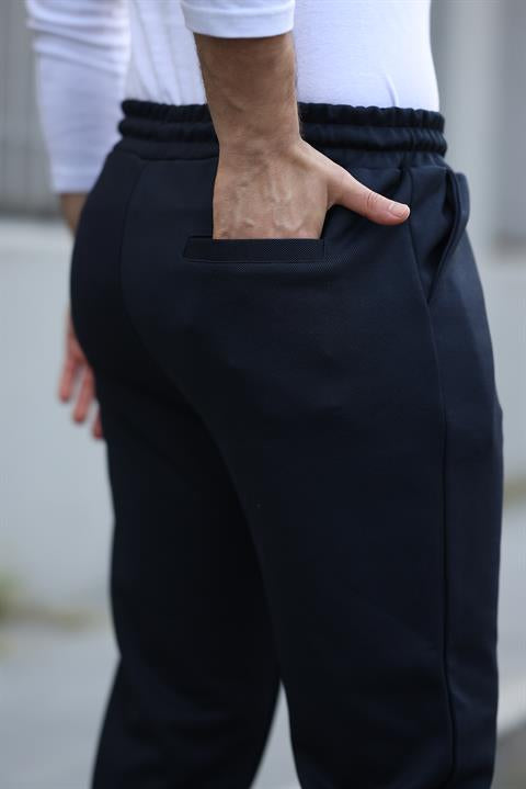 Miron Lacivert Beli Lastikli Modern Fit Erkek Jogger Pantolon-2513