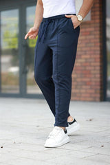 Miron Lacivert Çımalı Bel Lastikli Modern Fit Erkek Jogger Pantolon-2527