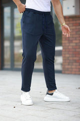 Miron Lacivert Çımalı Bel Lastikli Modern Fit Erkek Jogger Pantolon-2527