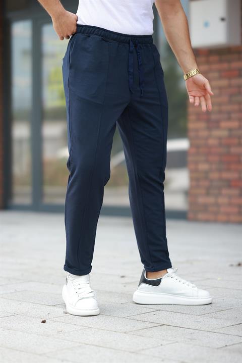 Miron Lacivert Çımalı Bel Lastikli Modern Fit Erkek Jogger Pantolon-2527