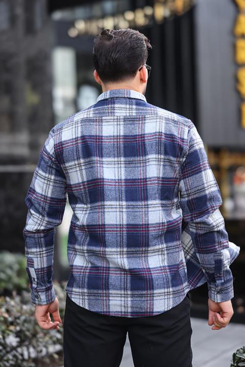 Miron Lacivert Ekose Regular Fit Oduncu Gömleği- 2450