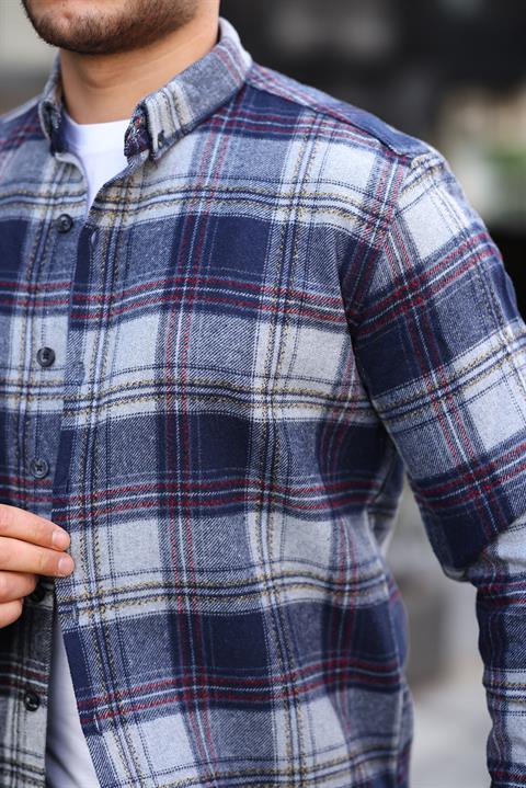 Miron Lacivert Ekose Regular Fit Oduncu Gömleği- 2450