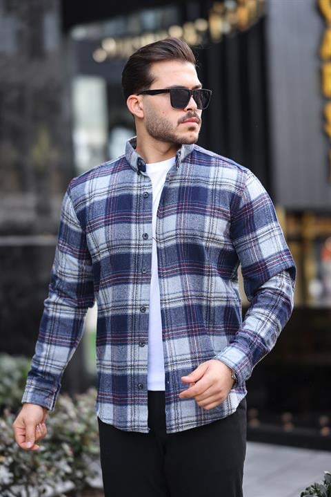 Miron Lacivert Ekose Regular Fit Oduncu Gömleği- 2450