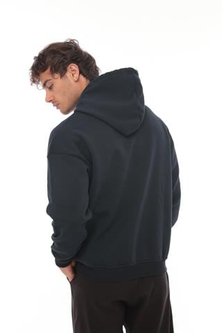 Miron Lacivert Fell Better Nakışlı Kapşonlu Üç İplik Oversize Sweatshirt- 2318