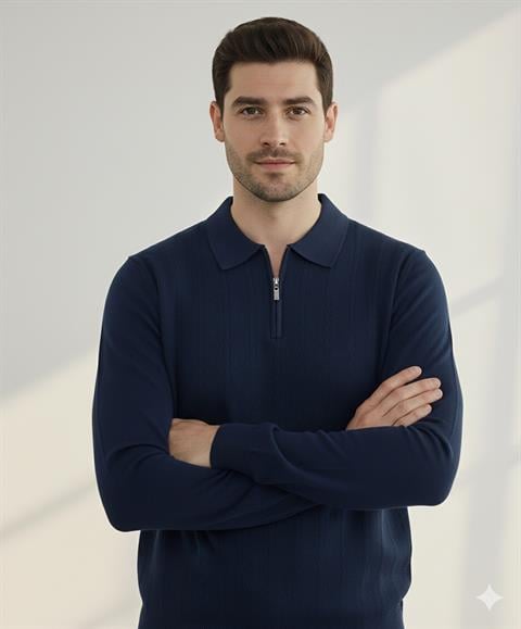 Miron Füme Petek Dokulu Fitilli Polo Yaka Triko Kazak- 2445