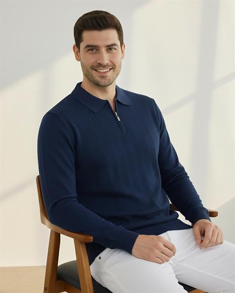 Miron Füme Petek Dokulu Fitilli Polo Yaka Triko Kazak- 2445