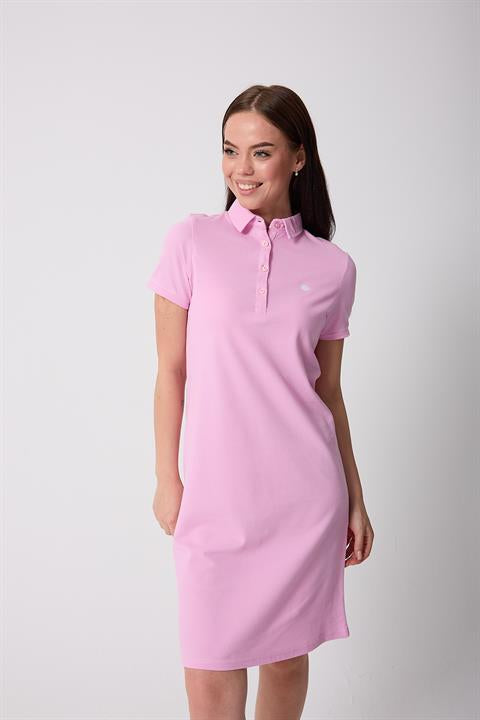 Miron Lila Kadın Polo Yaka Kısa Kollu Örme Elbise -2431