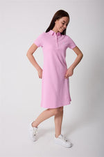 Miron Lila Kadın Polo Yaka Kısa Kollu Örme Elbise -2431