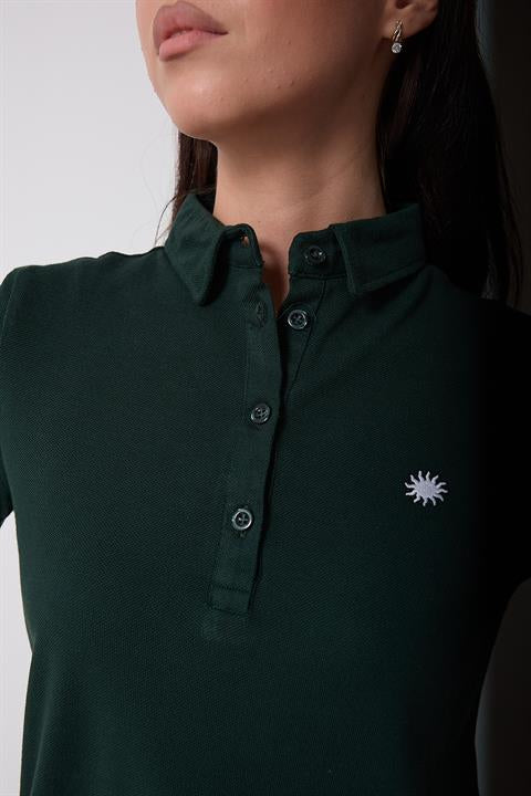 Miron Nefti Kadın Polo Yaka Kısa Kollu Örme Elbise -2431