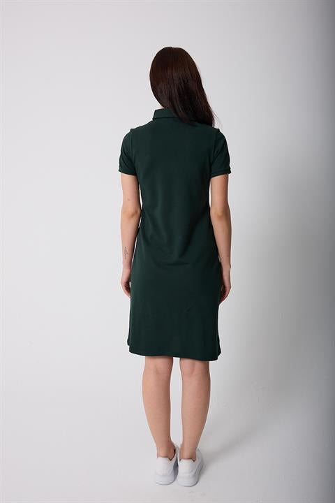 Miron Nefti Kadın Polo Yaka Kısa Kollu Örme Elbise -2431