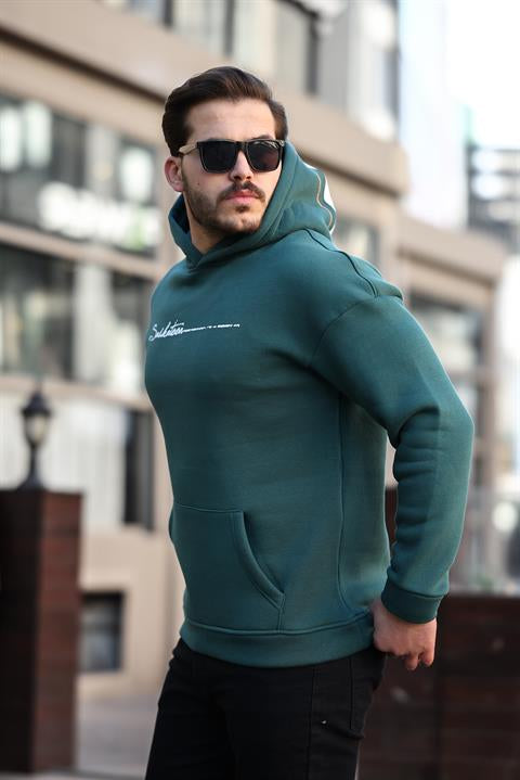 Miron Nefti Sırt Şeritli Kapüşonlu Üç İplik Oversize Sweatshirt-2437
