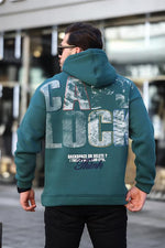 Miron Nefti Sırtı Baskılı Kapüşonlu Üç İplik Oversize Sweatshirt- 2441