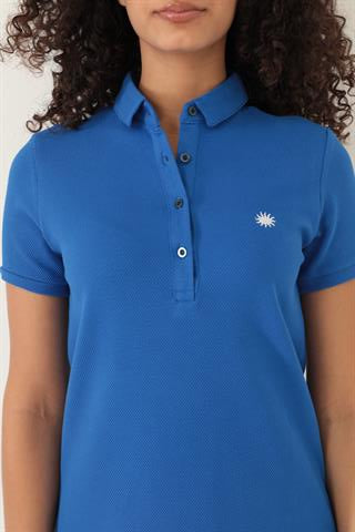 Miron Saks Kadın Polo Yaka Kısa Kollu Örme Elbise -2431