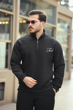 Miron Siyah Baskı ve Fermuar Detaylı Oversize Sweatshirt 2461