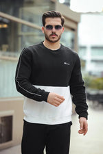 Miron Siuag Beyaz Sıfır Yaka İki Renk Regular Fit Sweatshirt 2459